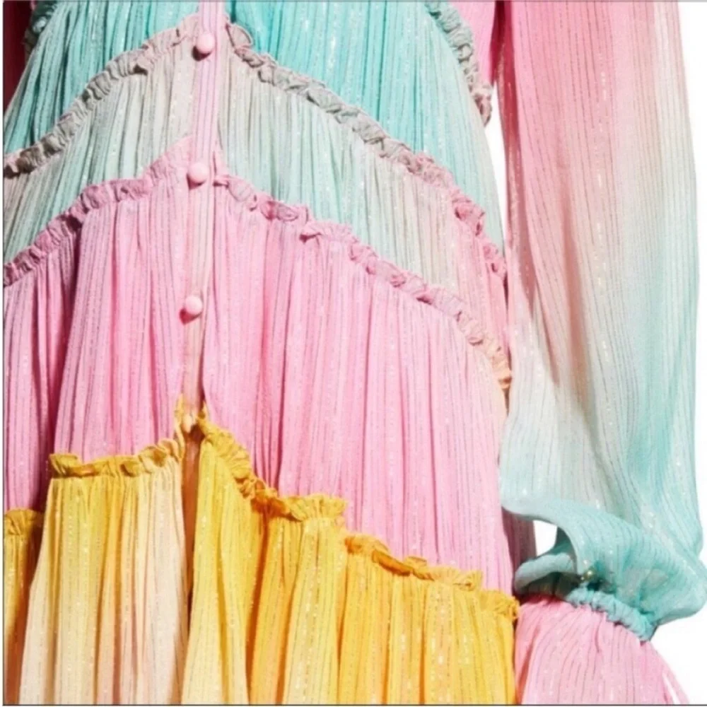 ROCOCO SAND Maxi Dress Summer Sequin Pastel High-Low - Picture 5 of 13